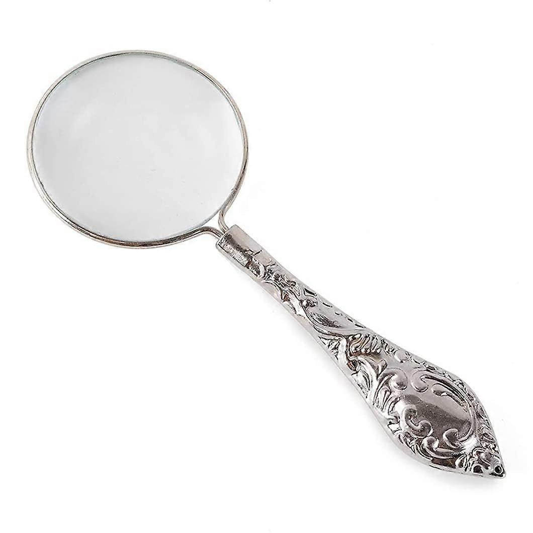 Magnifying Glass 5X Small Handheld Magnifier With Light Metal Frame Optical Glass Lens High Clarity For Reading Seniors