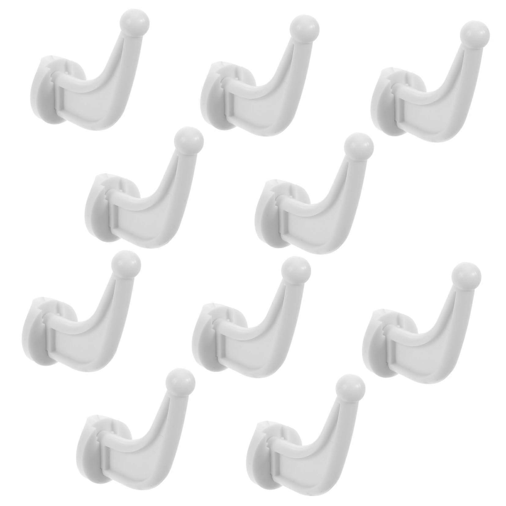 Heater Coat Hooks 10-Pack Plastic White Towel Holders Handbag Hanging Hooks Backpack Utility Hangers