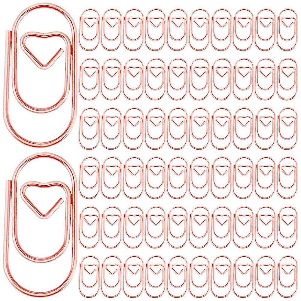 200Pcs Heart Shaped Paper Clips Small Metal Bookmark Clips