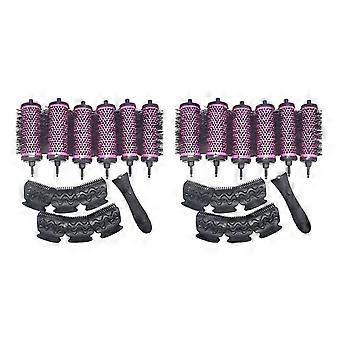 12Pcs Ceramic Hair Roller Set with Detachable Handle & Clips for Salon Styling~16025