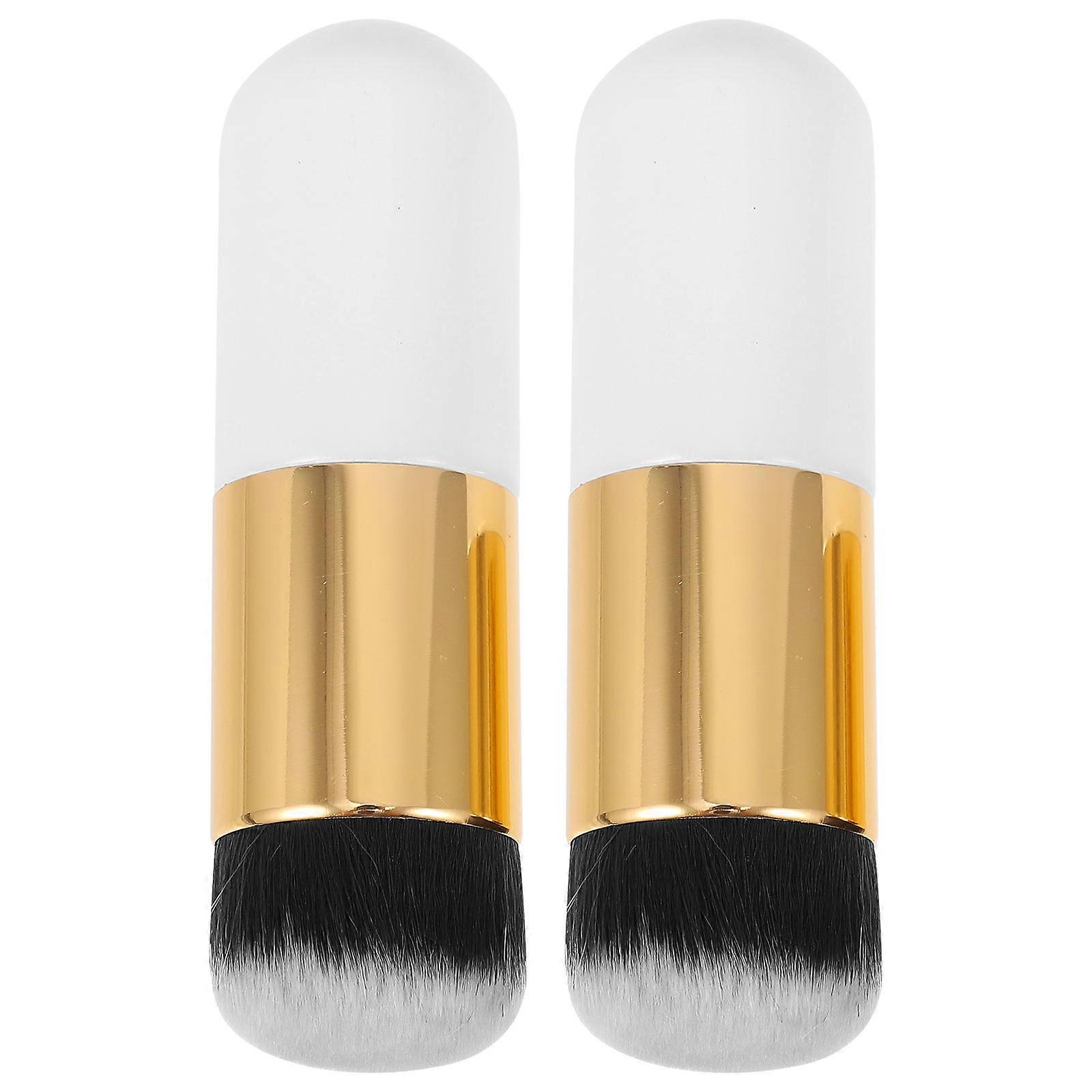 Chubby Pier Foundation Makeup Brush Set 2Pcs High Density Face Blend White