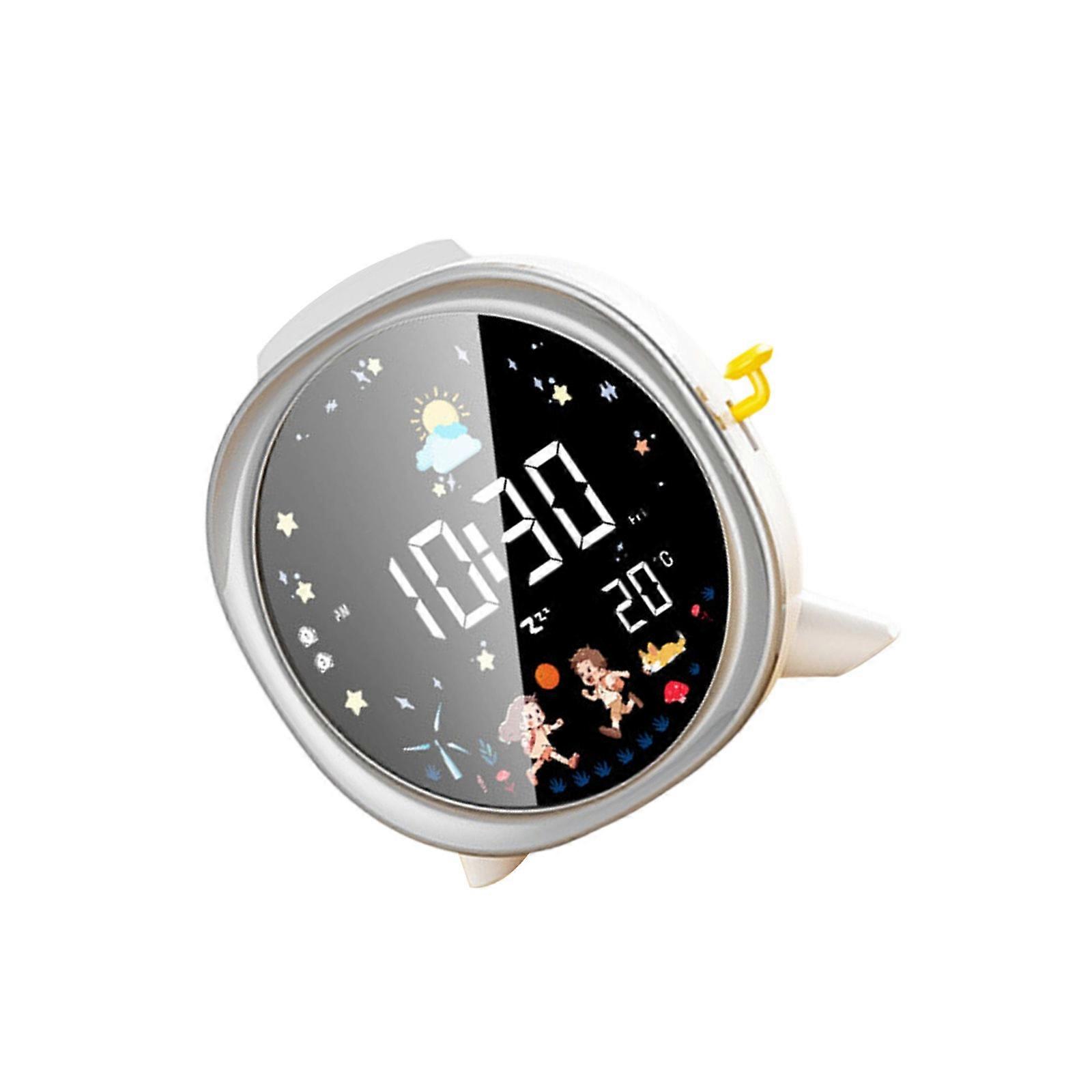 Sveglia digitale a LED con display della temperatura, luce notturna, facile da usare, per anziani e bambini, decorazione per ufficio, argento