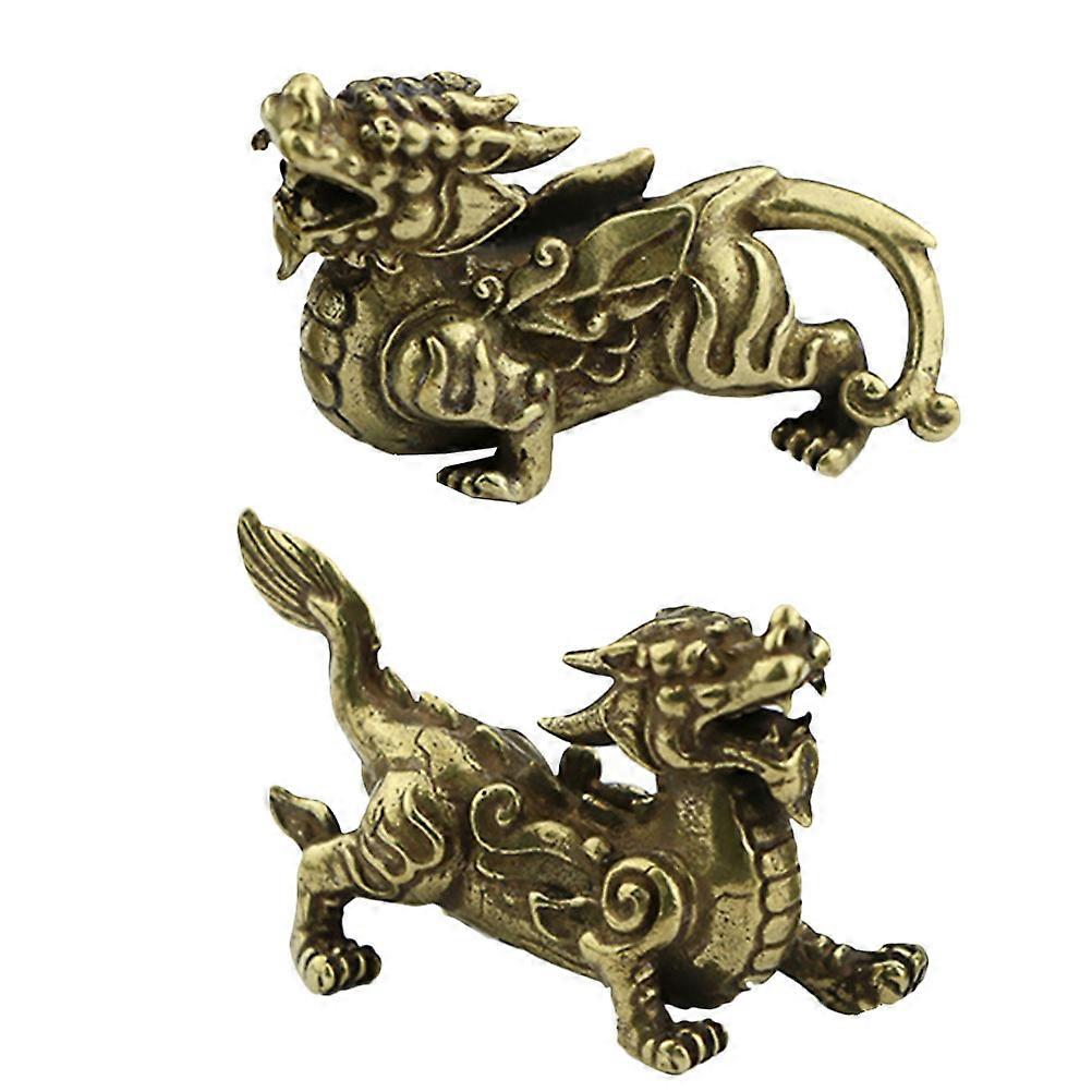 Golden Copper Fengshui Figurine for Decor Use Quality Solid Craftsmanship Design 1 Pair