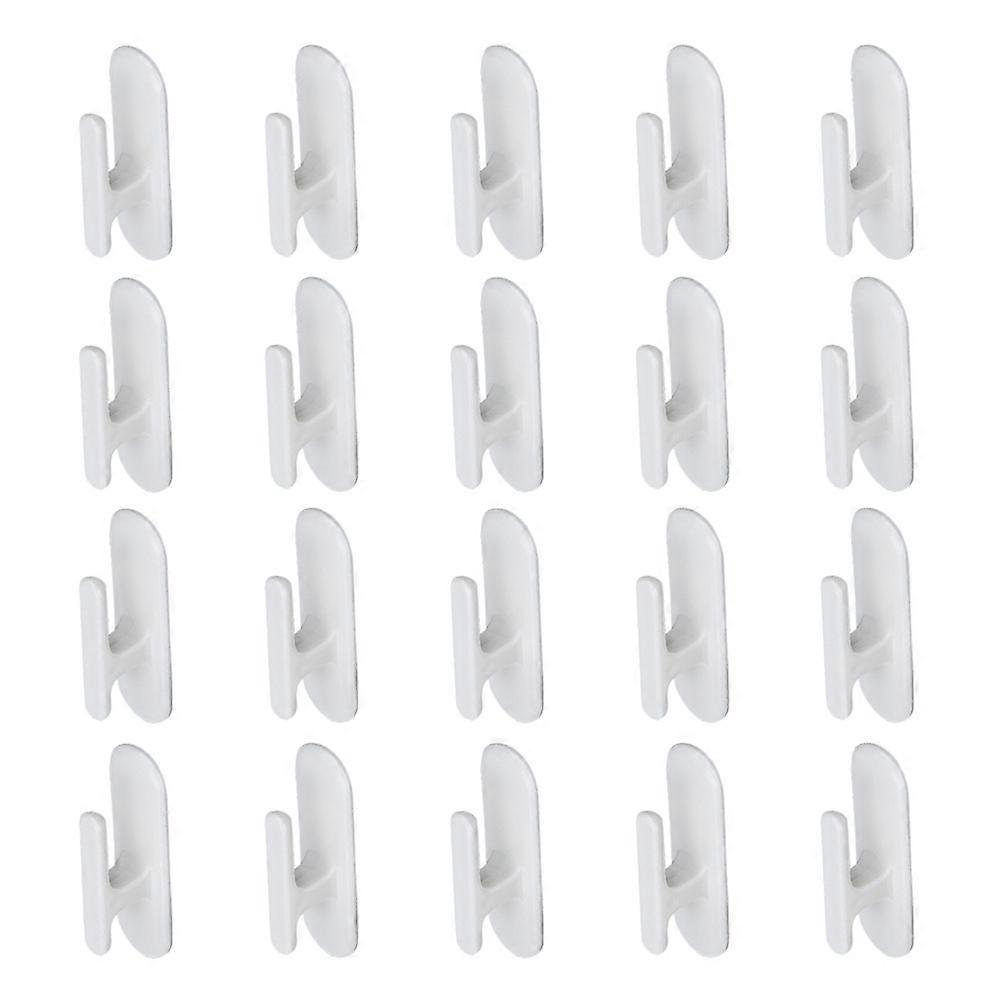 White Adhesive Curtain Hooks for Hanging Hold Up to 1KG on Smooth Surfaces Plastic 20pcs