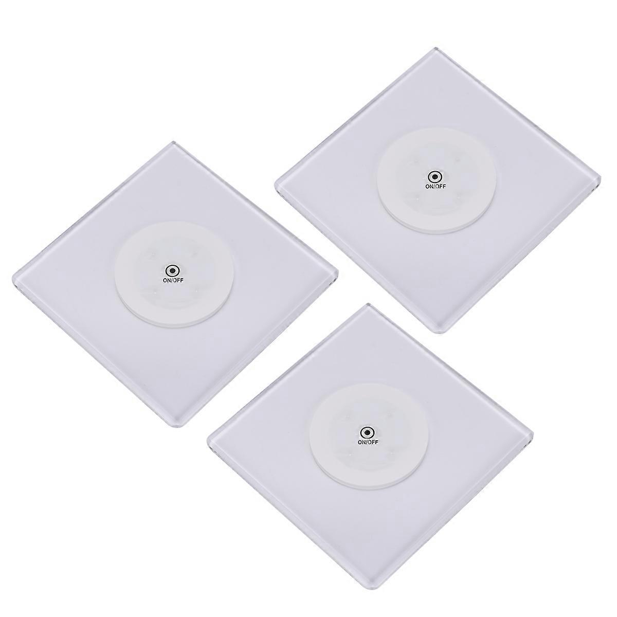 LED Glow Coaster Set of 3 Acrylic Crystal for Bar Home Party Square Shape White Light