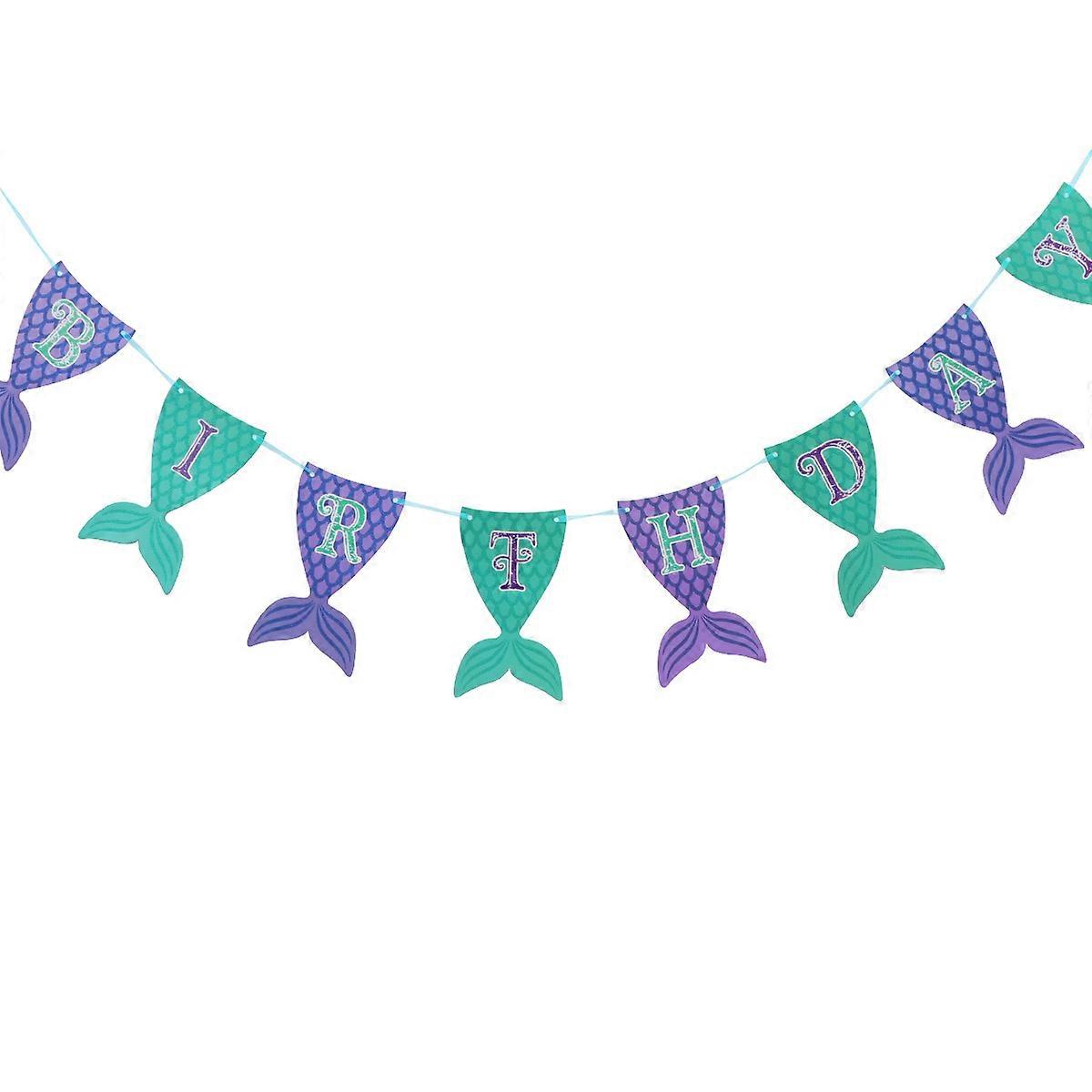 Sjöjungfru Tema Fest Dekoration Tillbehör Diverse Färg Papper Banderoller För Barn Födelsedag Semester