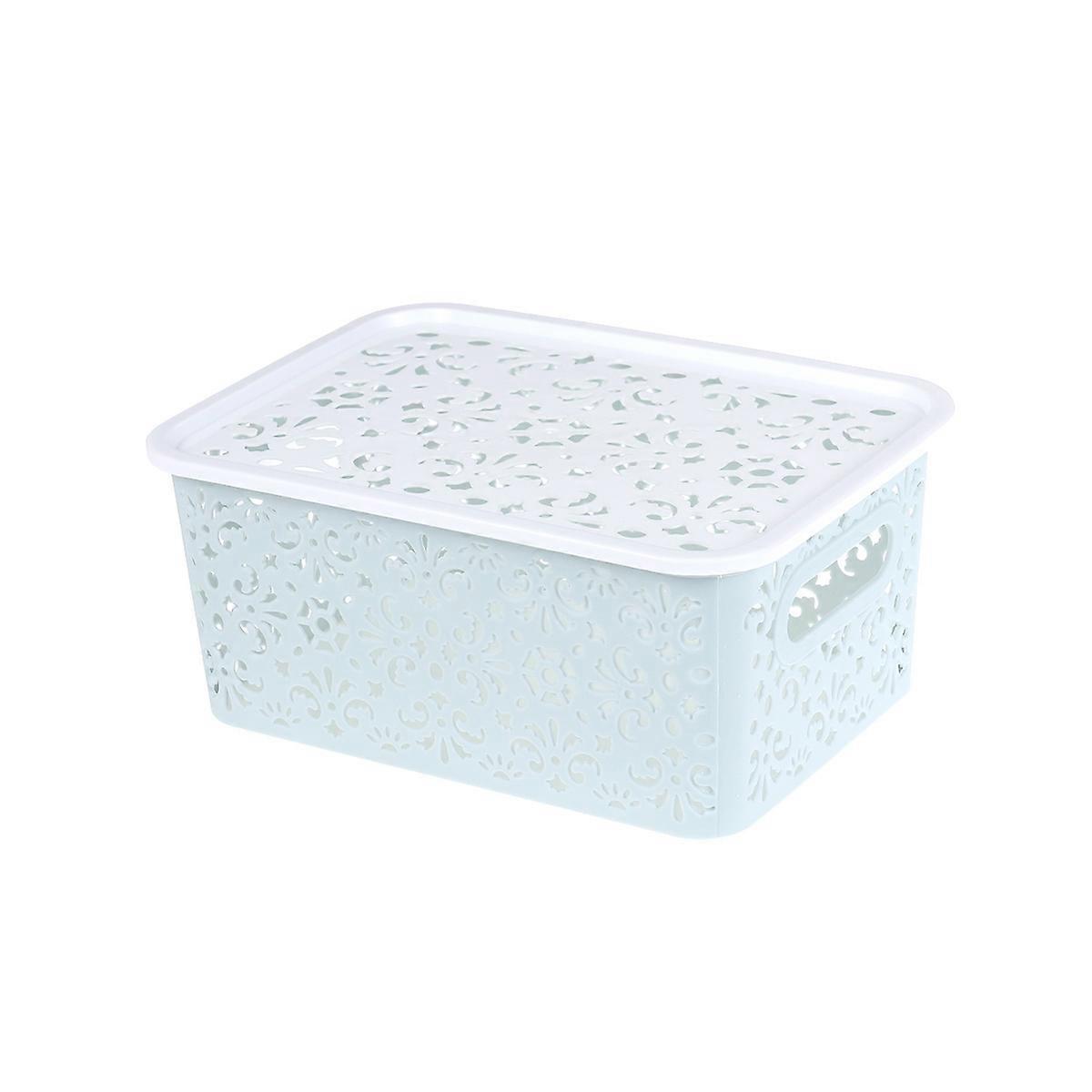 Plastic Boxes With Lids Stackable Storage Box Small Size Sky Blue For Clothes Cosmetics Papers Toys Storage 1Pcs