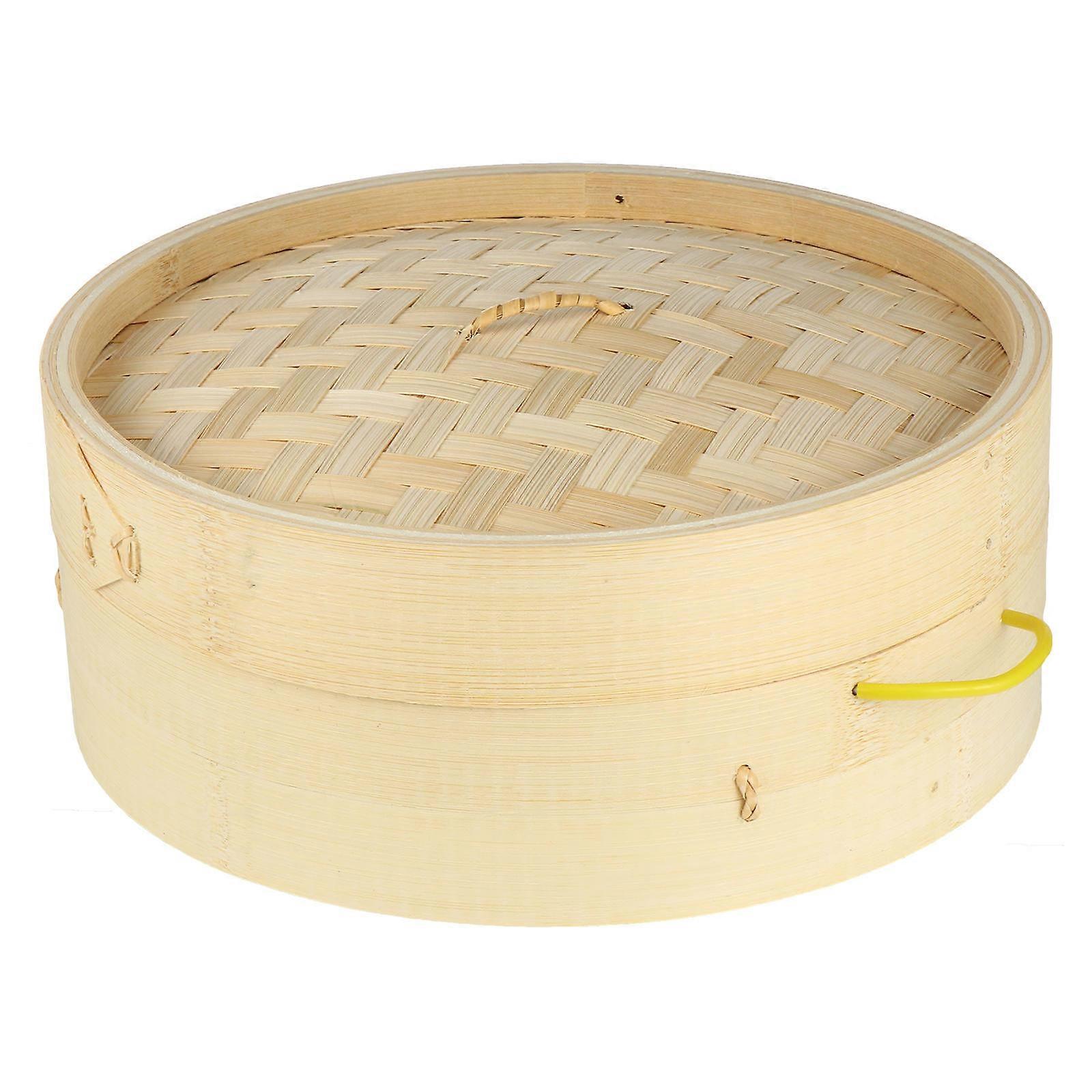 Bamboo Steamer Basket With Lid Traditional Design Kitchen Tool For Cooking Dumplings Non-sticky 25.5CM 2Pcs