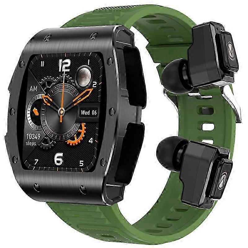 スマートウォッチTWS 2-in-1 Bluetooth通話血中酸素モニタリング健康マルチスポーツモード(緑)