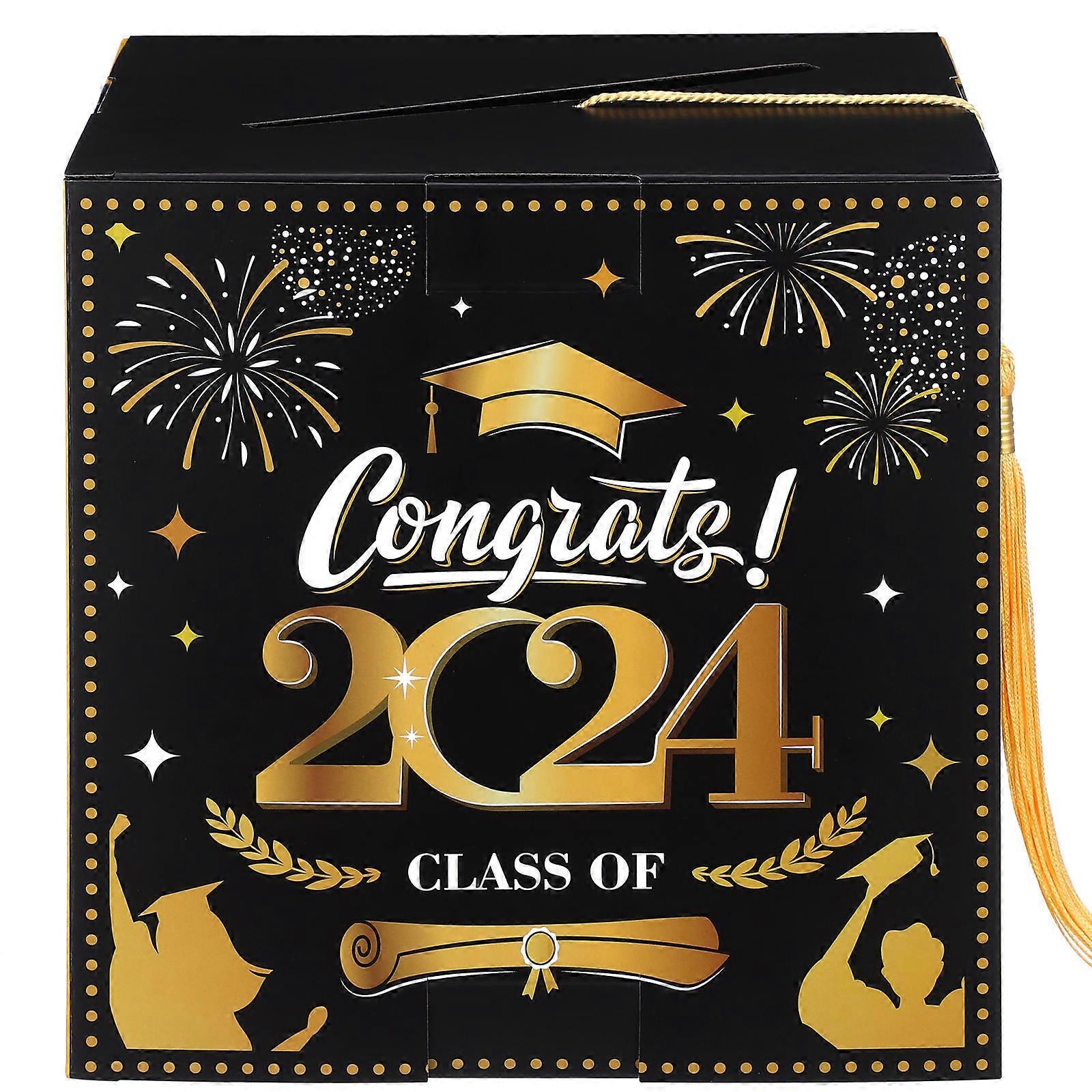 Card Box For Graduation Cube Shaped Storage Multi 22.00X22.00X22.00CM Congrats Grad Boxes 1Set