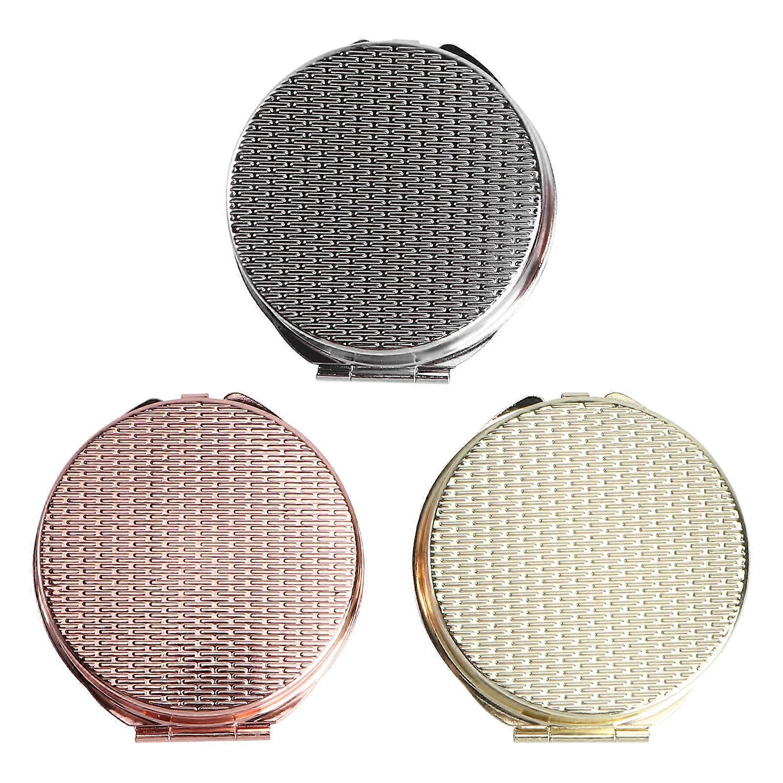 Portable Pill Boxes with Mirror 3pcs Assorted Color Alloy and Plastic Storage Boxes for Medicine