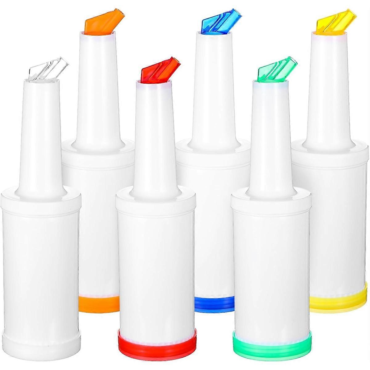 6-Piece Professional Bar Juice Pour Bottles Set - 0.9 Quart Juice Pourers for Bartending, Store and