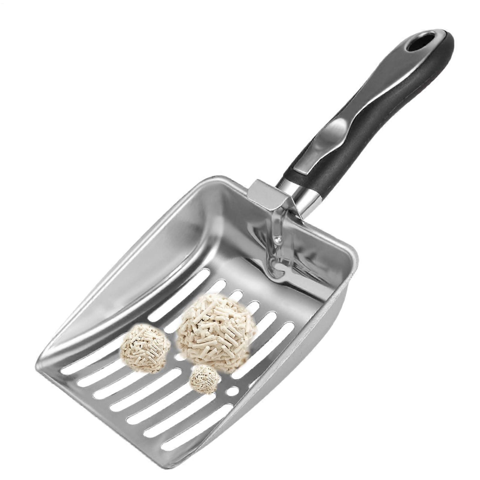Stainless Steel Cat Litter Scoop Cat Litter Scoop with NonSlip Ergonomic Handle, Sifting Function Cleaning Tool Wide Scoop for Cats and Dogs