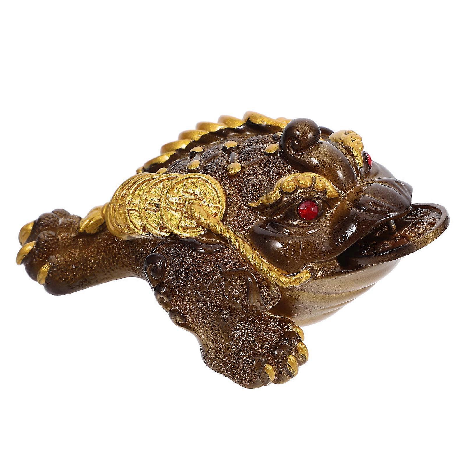Feng Shui Money Frog Resin Figurine for Decor Multi Color Changing Tea Pet Prosperity Symbol 3.5 x 2.8 Inches