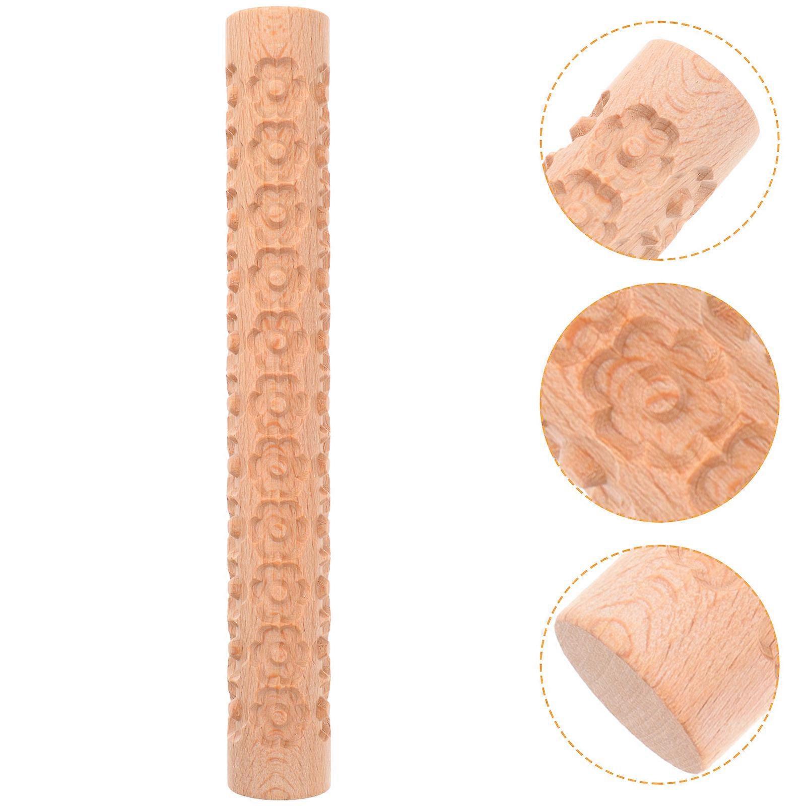 Plastic Clay Texture Roller for Printmaking Use Light Brown Creative Pottery Tool 7.8 Inches