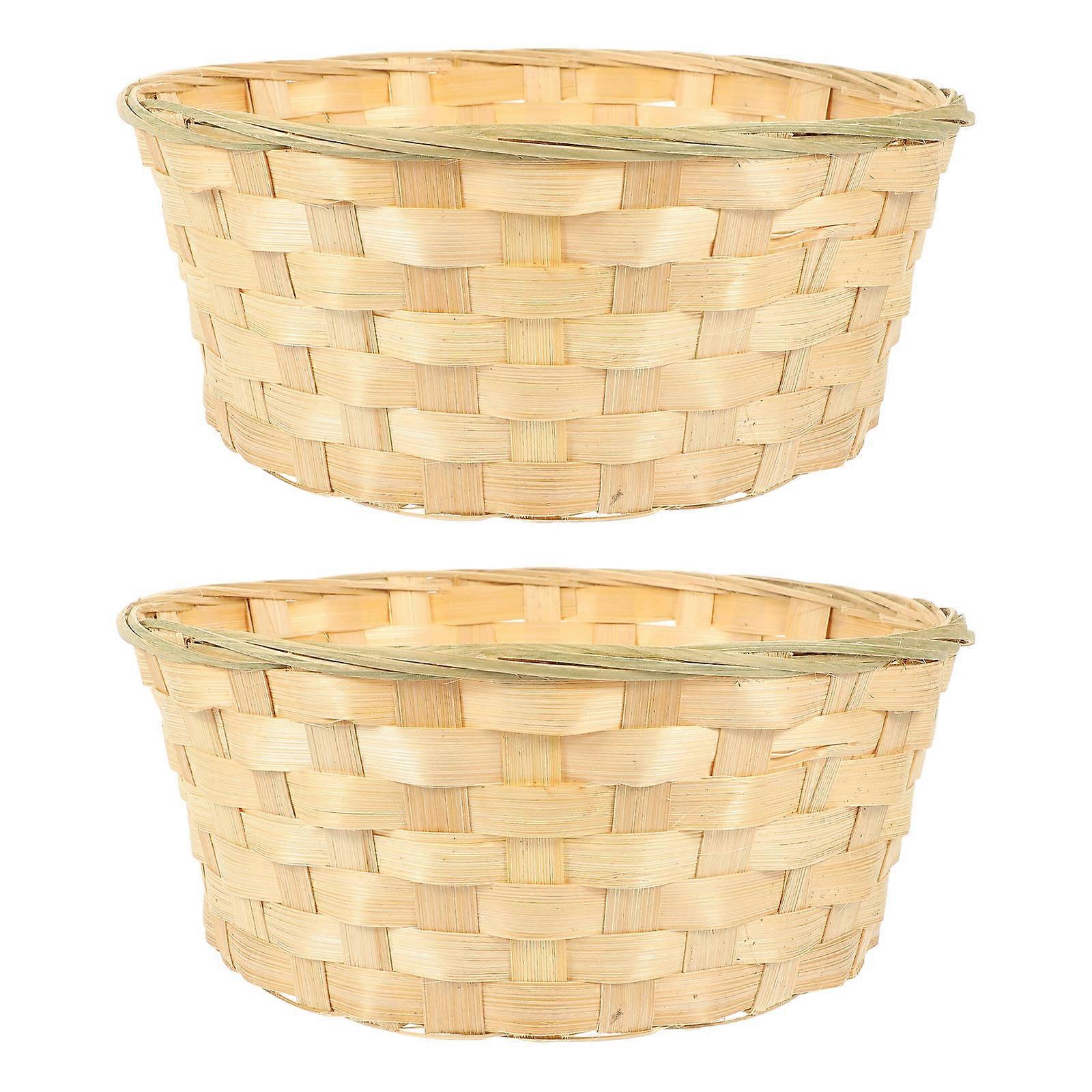 Fruit Basket 2Set Square Light Yellow Storage For Household Items And Home Use Decorative Woven Bamboo Basket