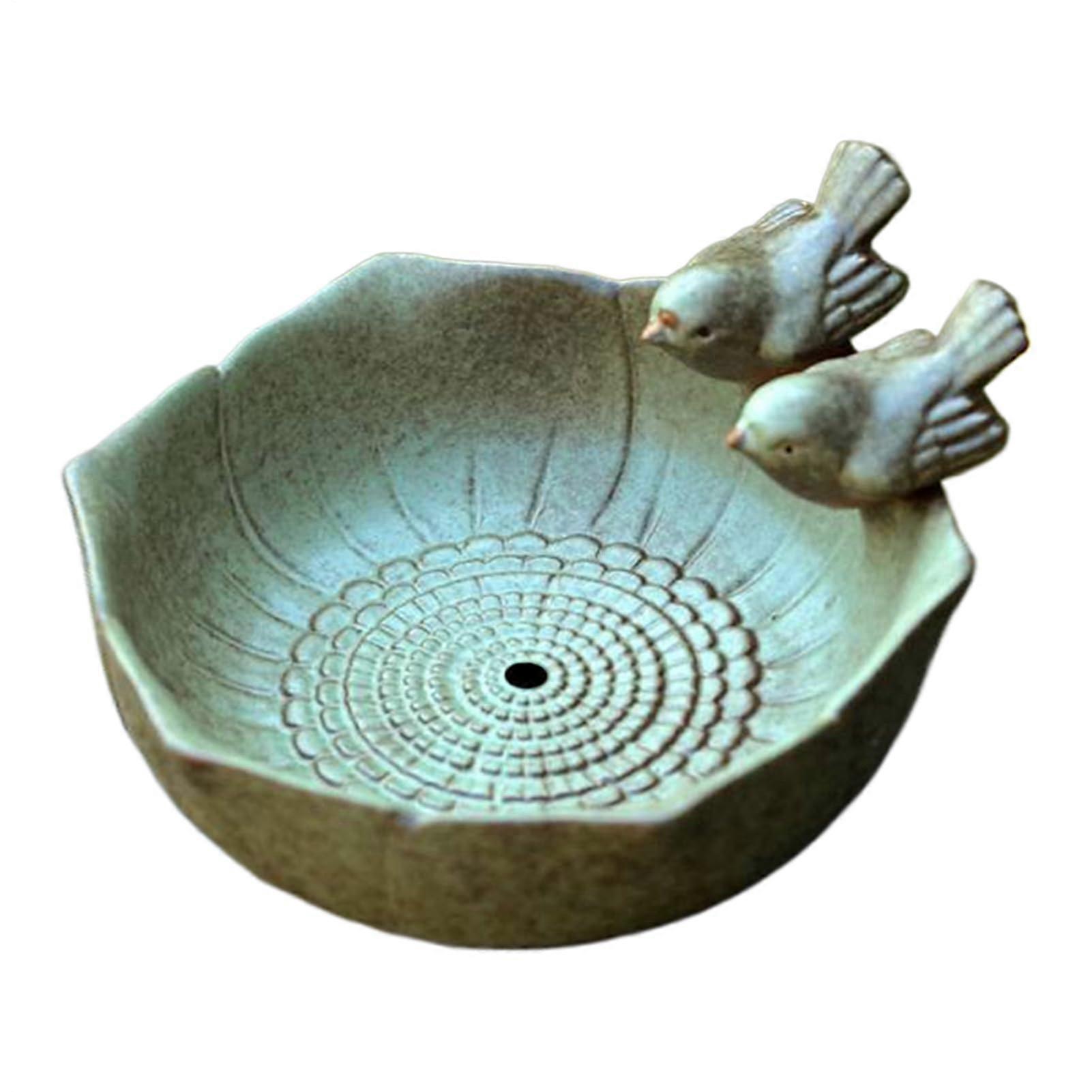 Ceramic bird bath for outdoor use – decorative feeding bowl, artistic base