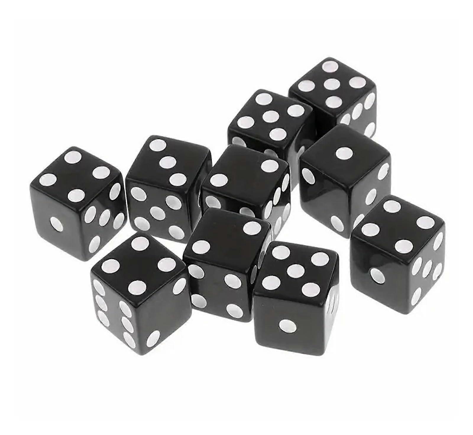Standard Dice Set 14mm, Black 6-Sided, 100 Pcs for Tabletop Game Dice and Board Games, With Black Dots