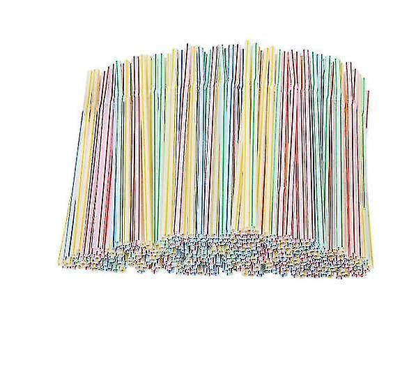 200pcs Plastic Straws Multicolor Striped Bed Disposable Straws-1