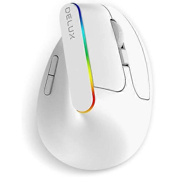 Ergonomic Vertical Wireless Mouse for Delux M618c, 2.4ghz 6 Buttons 1600dpi Optical Portable Computer Mouse (white)