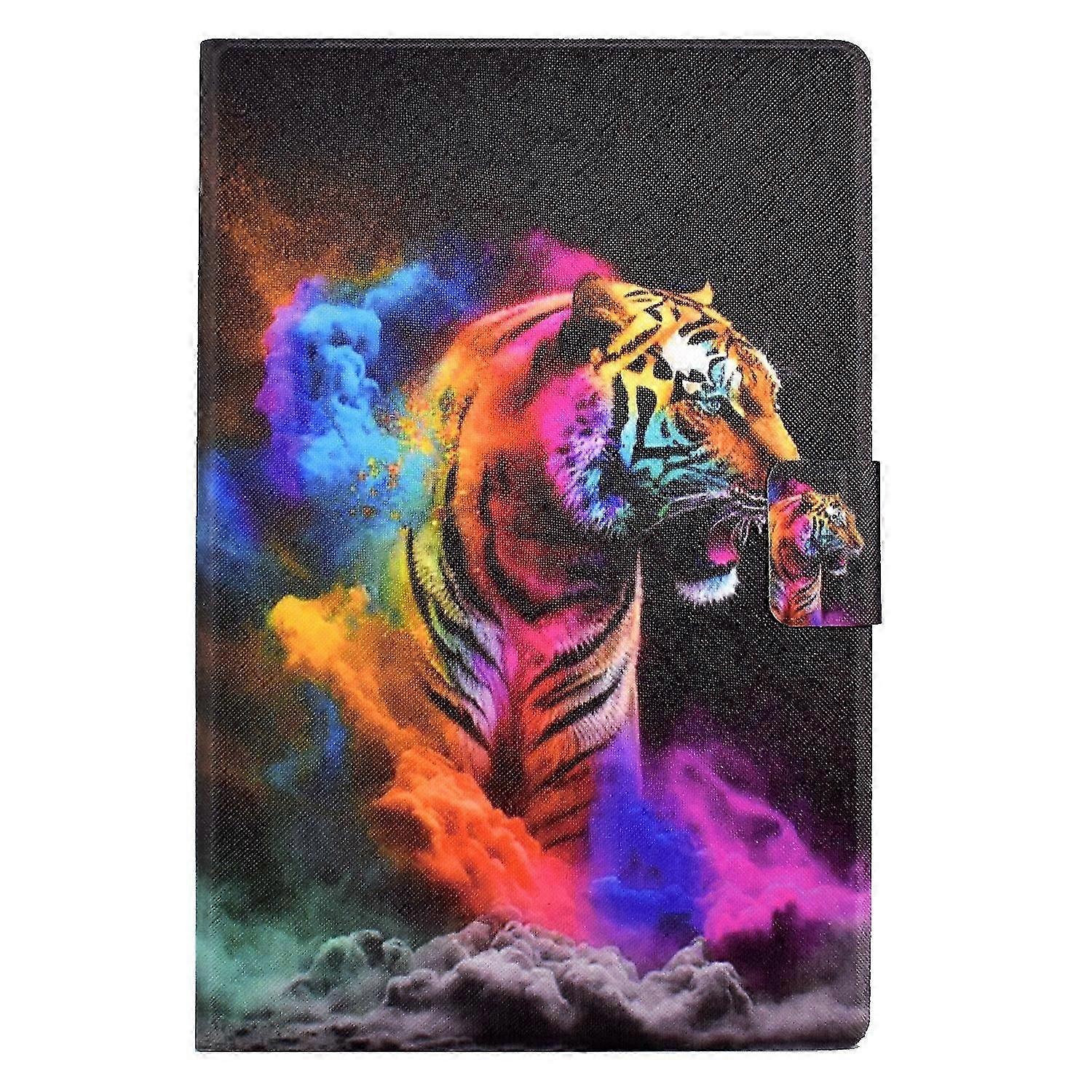 Tablet Case For Lenovo Tab M10 Plus Coloured Drawing Smart Leather Tablet Case(Tiger)