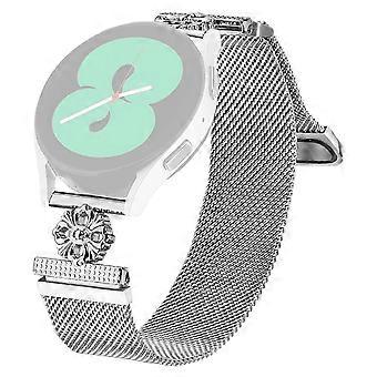2026 ny Lämplig för Huawei Watch GT 2 med 42 mm magnetiskt nätarmband i rostfritt stål med blommönster i Milano-stil