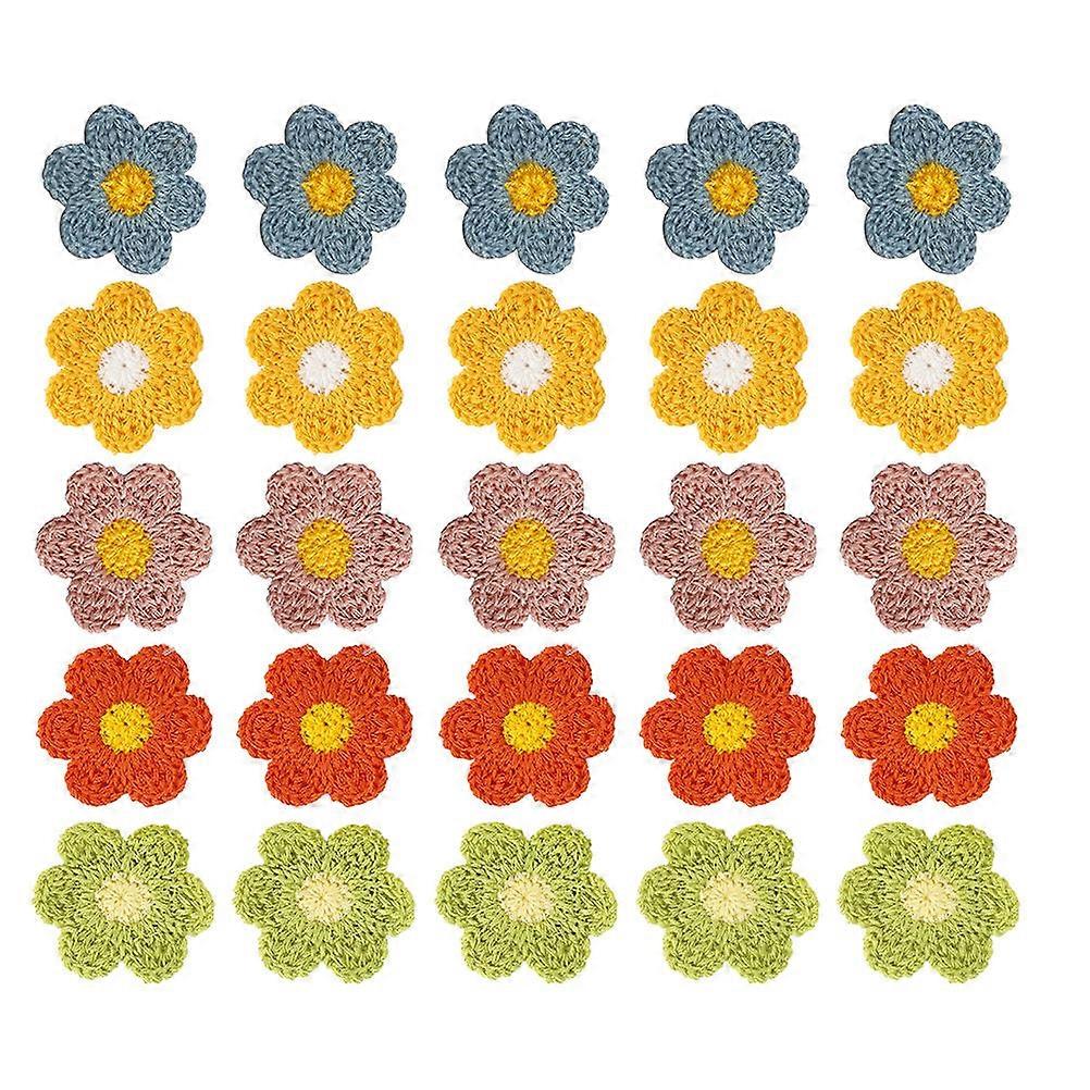Patches Sewing 25Pcs Flower Applique Patches Textile Accessories Assorted Color Decorate DIY Craft