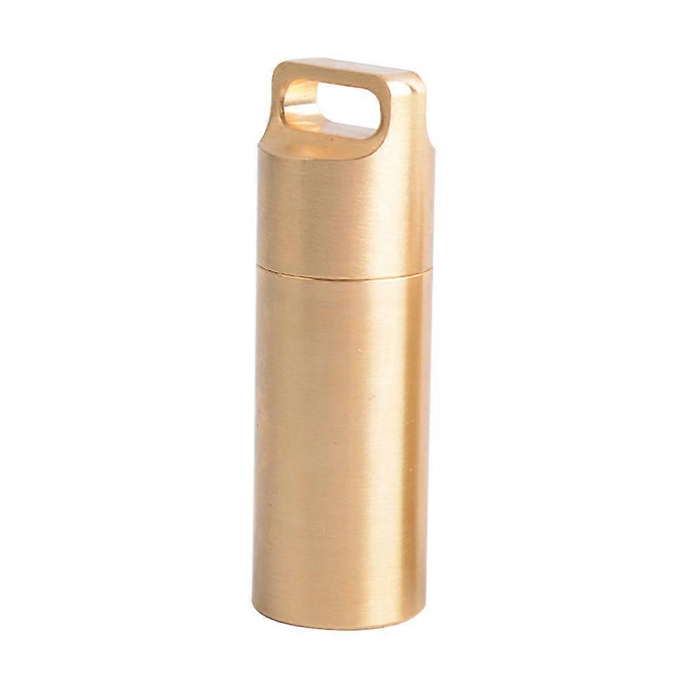Outdoor Holder Waterproof Sealed Case for Emergency Items in Golden Brass Color Small Size