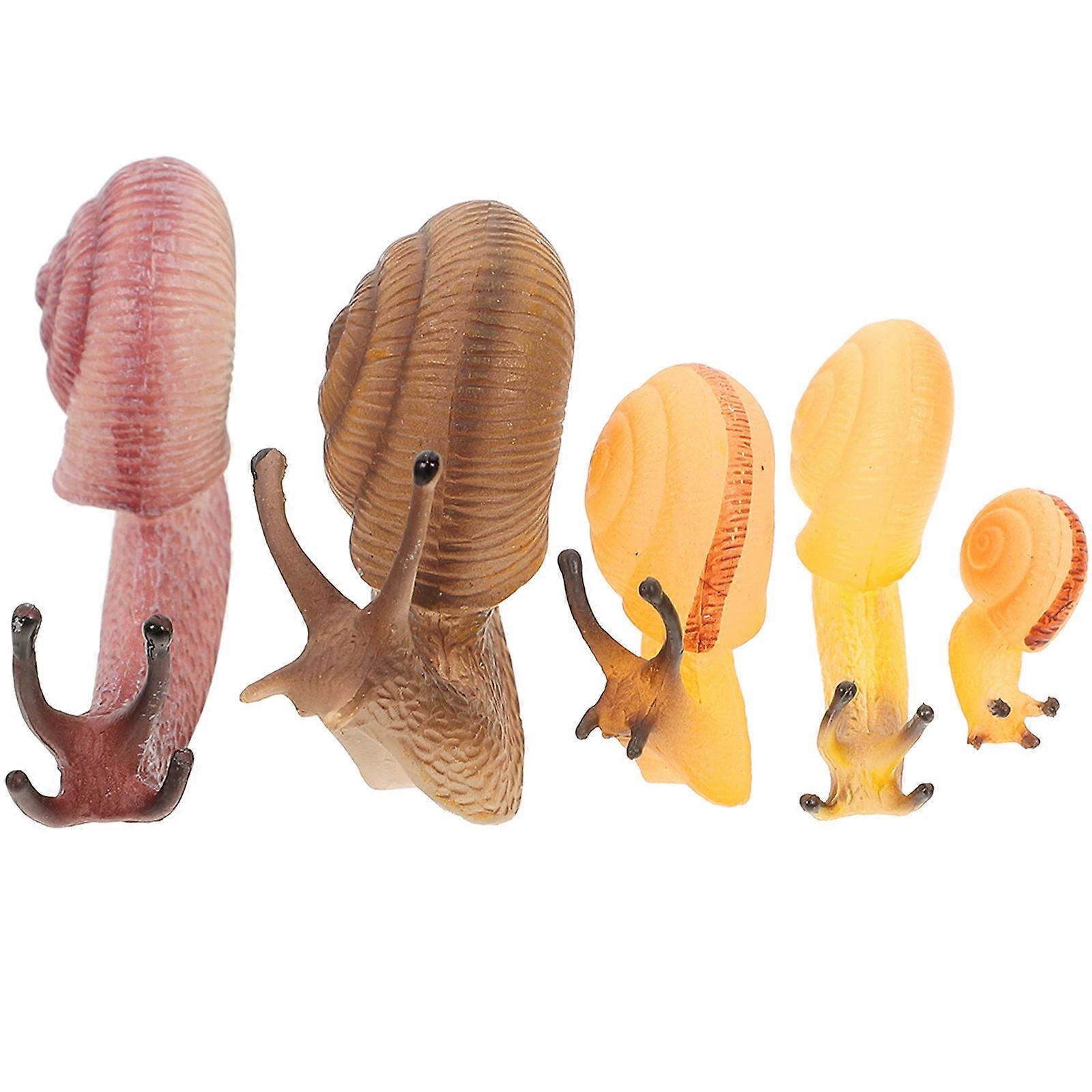 5pcs Realistic Snail Figurines for Educational Play, Simulation Animal Models for Garden Decoration, Miniature Snails for Learning and Cognitive