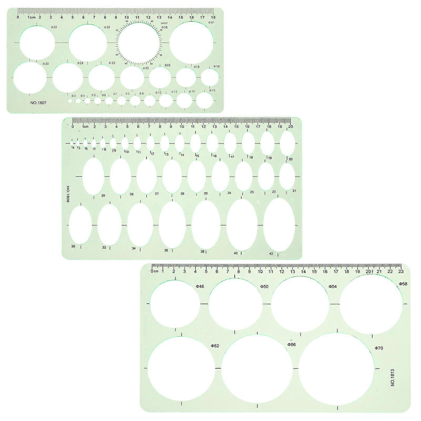 3pcs Geometric Drawing Stencil Templates for Students, Architects, Designers & Engineers – Includes Protractor, Drafting Ruler and Measuring Tools