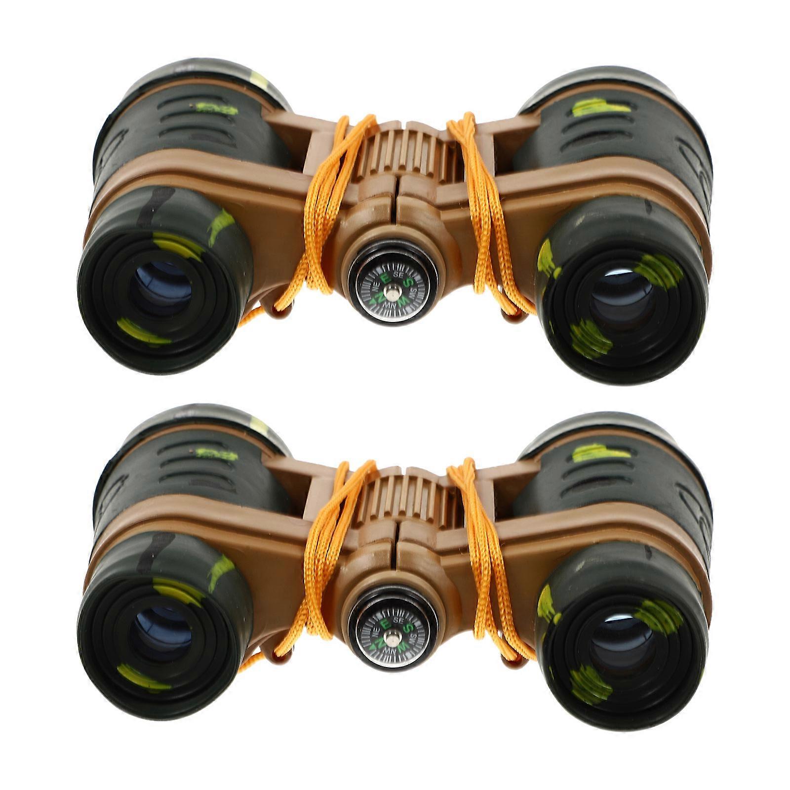 Camouflage Binoculars with Compass for Kids Safe Portable ABS Material Educational Toy 2Pcs