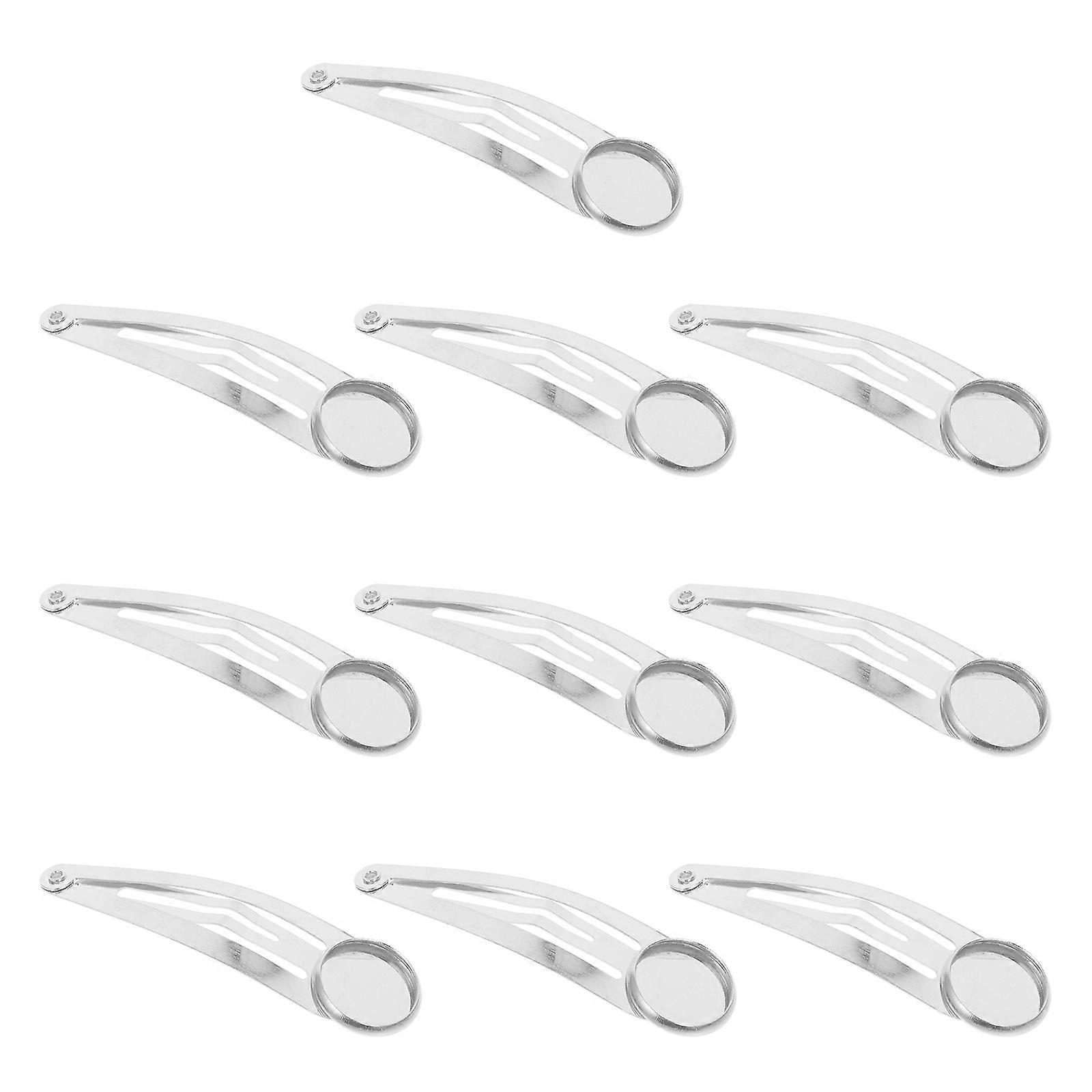 10pcs Iron Snap Hair Clips for DIY Crafts, Handmade Hairpins, Silver Base for Creative Styling & Personalization