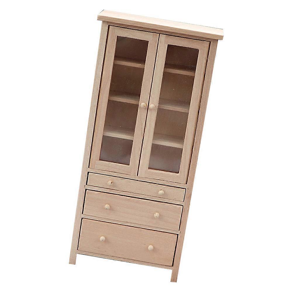 Mini Bookcase for Decoration Creative Synthetic Material Light Brown Small Size Fits Doll House Rooms