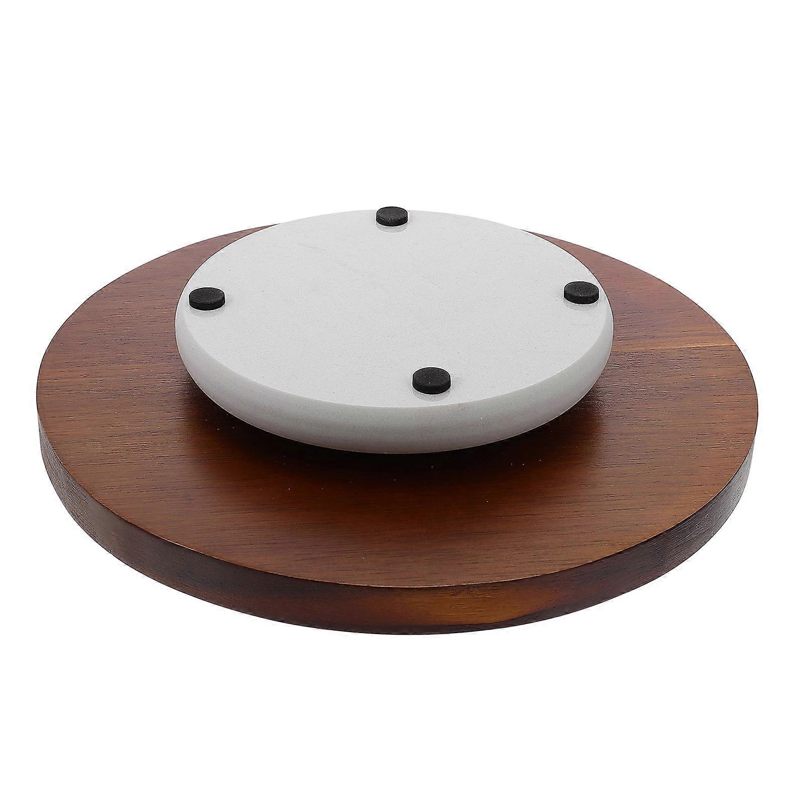 Revolving Cake Stand For Cake Decorating Use Dark Brown Wood Material 1Pc
