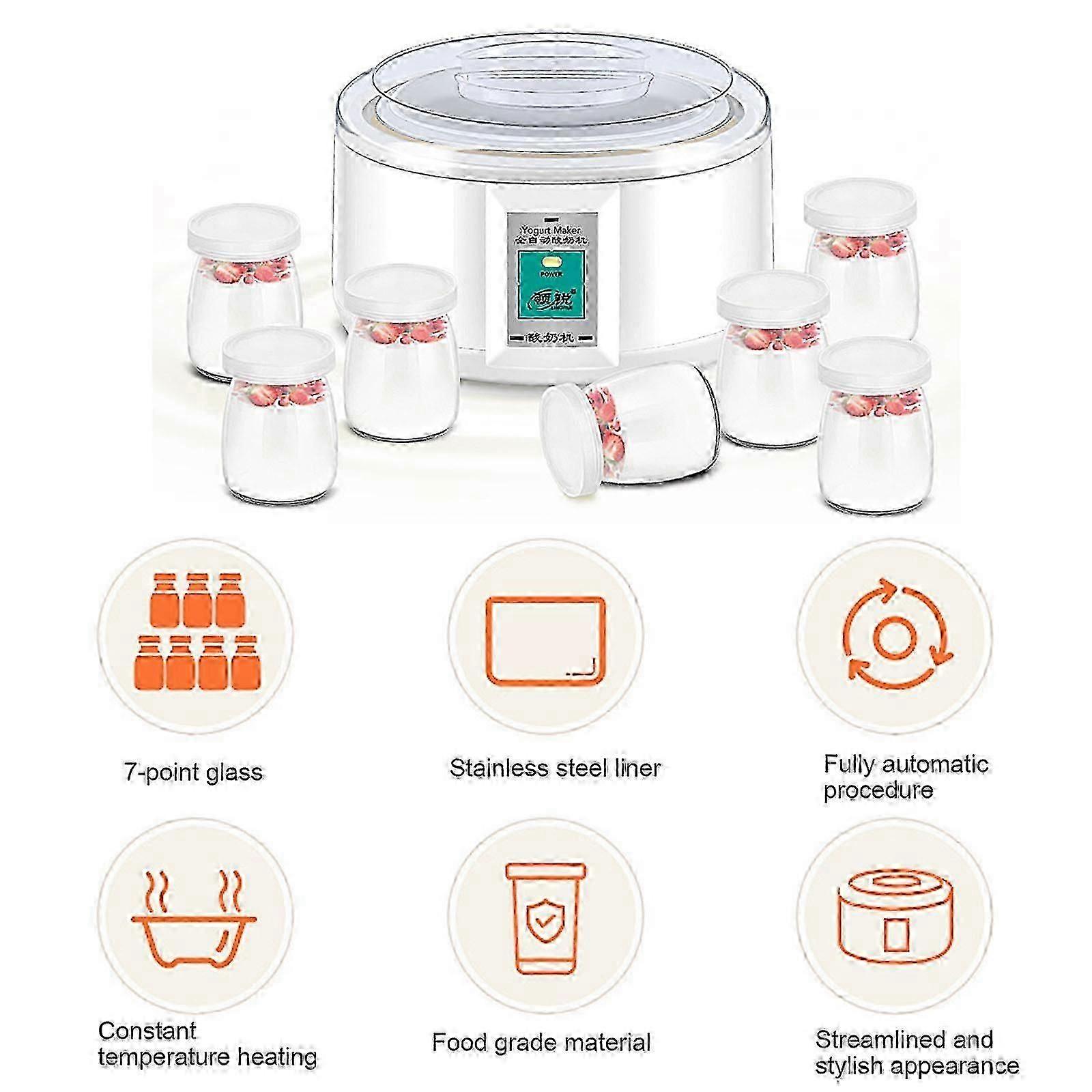 1.5L Yogurt Maker with 7 Glass Ferment Jars Automatic Yogurt Machine DIY Tools