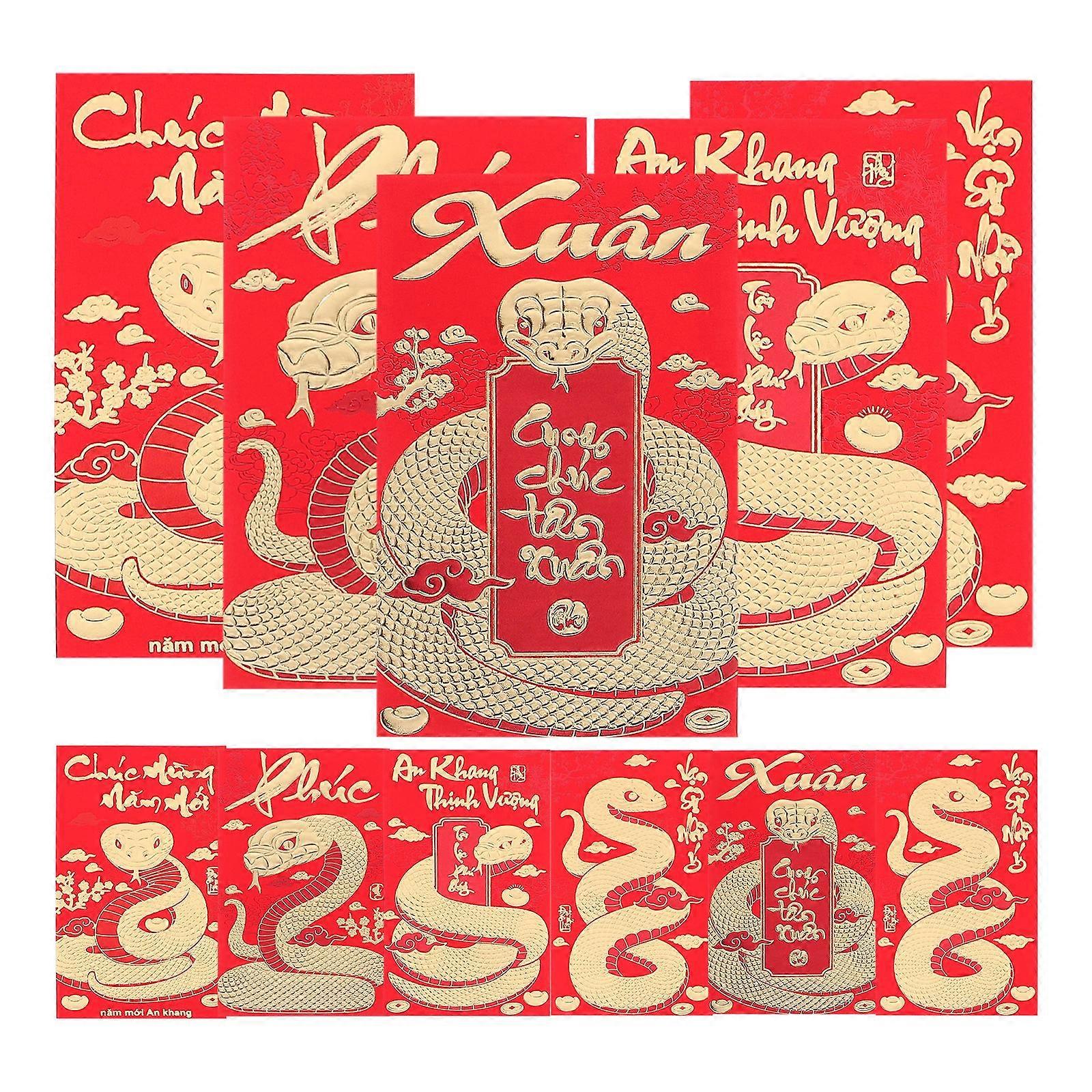 36pcs Snake Year Red Envelopes Money Pouches For New Year Present Vietnamese Money Red Envelopes Vietnamese Red Pockets Present (Mixed Style)