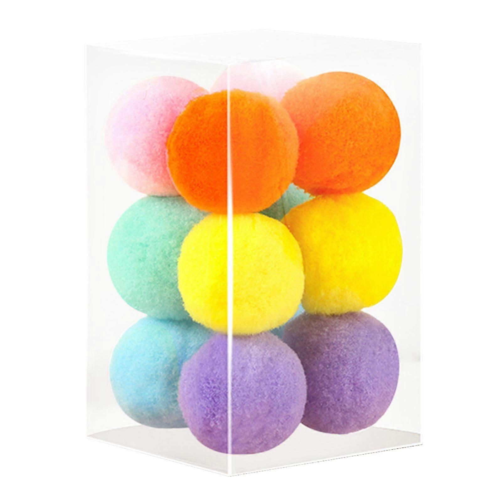 12 Pieces for Cat Ball Toys 1.8" 1.2" Small Plush Balls Colorful Kitten Chasing Balls Increasing Exercise for Indoor Cat