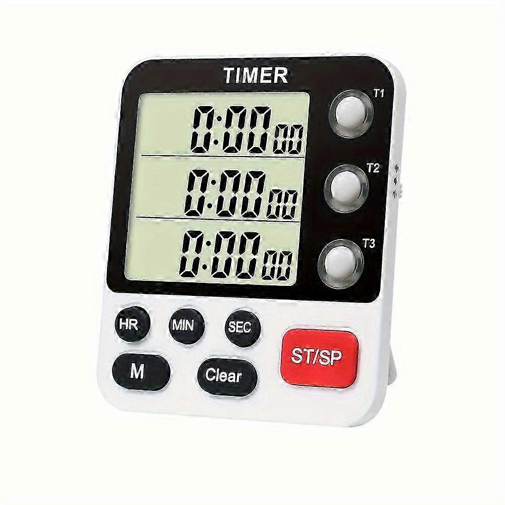 Digital Dual Kitchen Timer, Cooking Timer With Memory Function, 3 Channels Count Up Count Down Timer With Magnetic Back, Adjustable Volume, Electronic