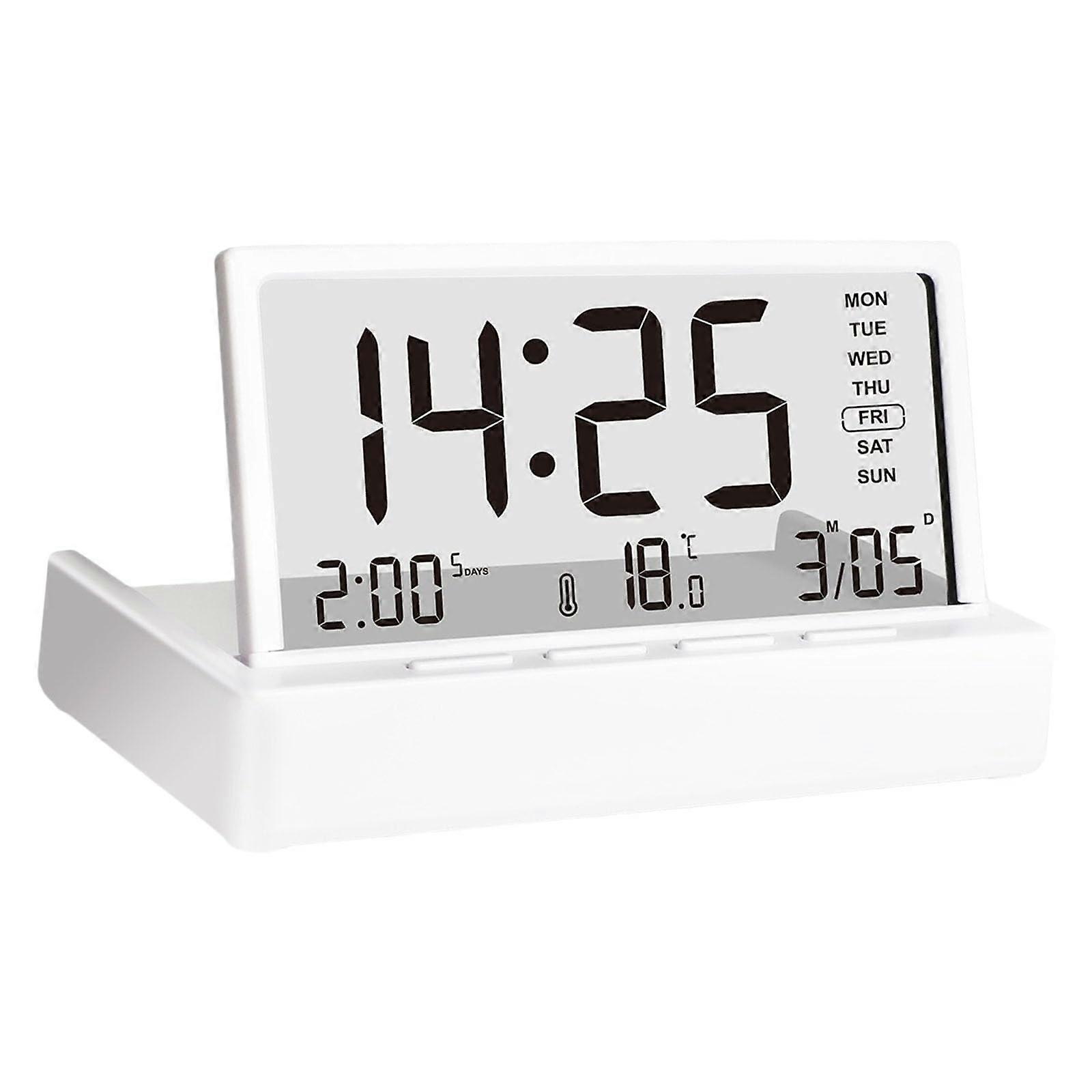 Foldable LCD Electronic Alarm Clock with Temperature Date Display Snoozes Timer Digital Clock for Bedroom
