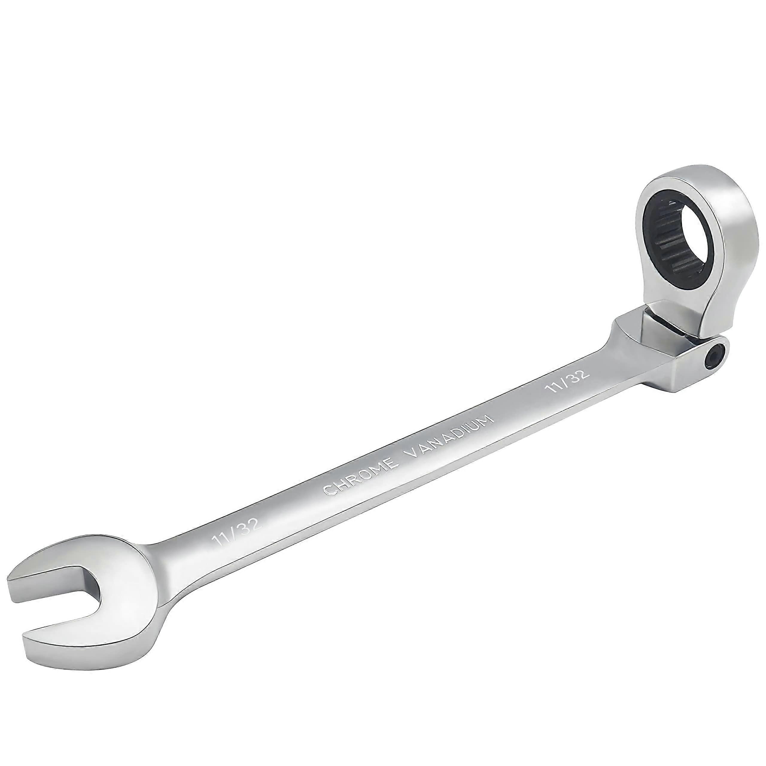 11/32 Inch Flex-Head Ratcheting Combination Wrench 72 Teeth 12 Point CR-V Spanner Tool Flexible Gear Design