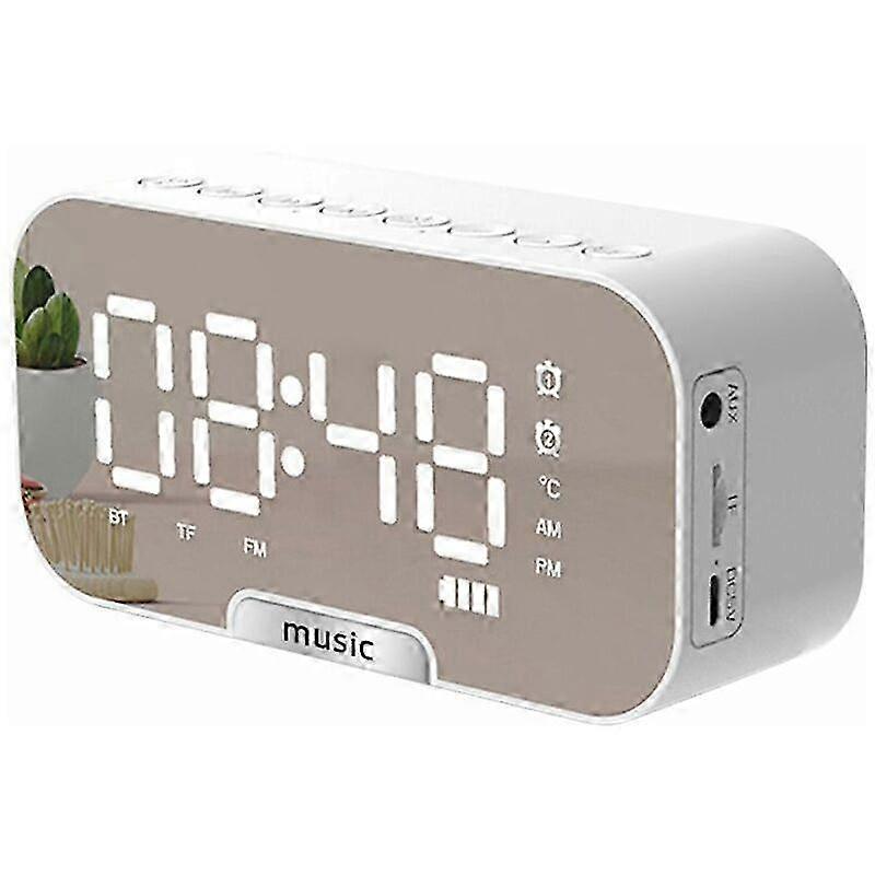 Digital Mirror Alarm Clock with Bluetooth Speaker, FM Radio, Dual Alarm & Temperature Display for Bedroom or Desk