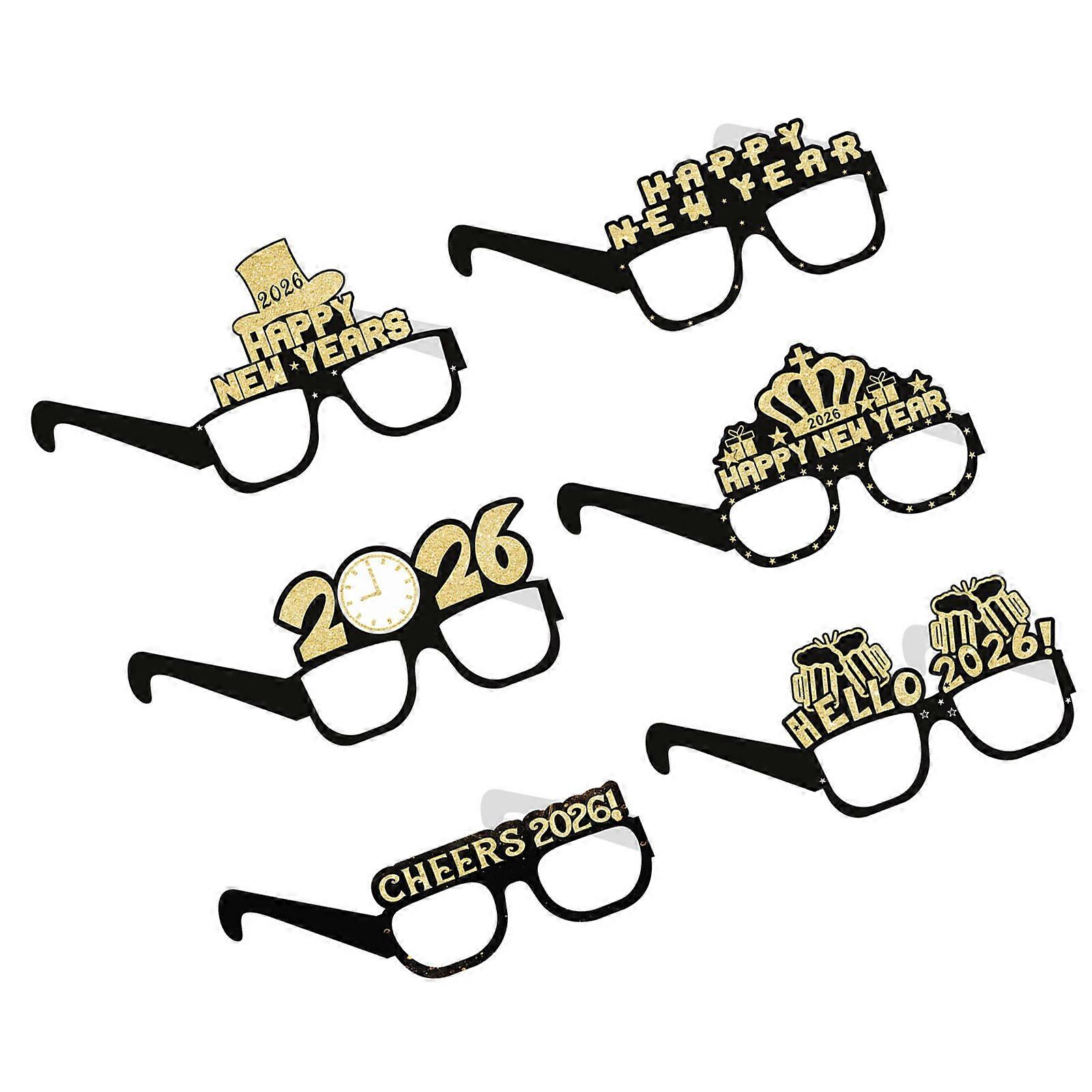 6PCS Paper Party Eyewear With Strong Structure Costume Accessories For 2026 New Year Dances And Outdoor Gatherings Multicolor