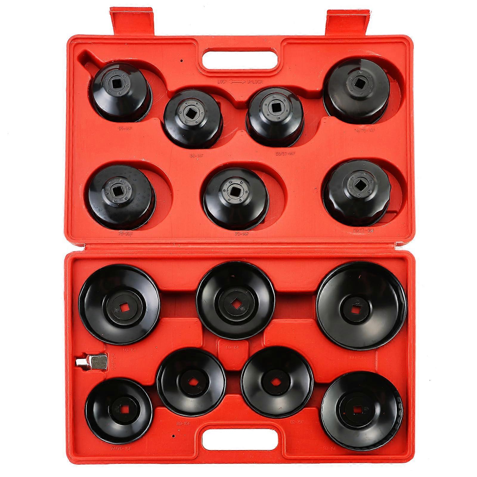 Oil Filter Cap Socket Wrench Set, 15Piece Universal Tool Kit, 3/8 Inch Drive, Cap Remover And Installer, Universal Fit