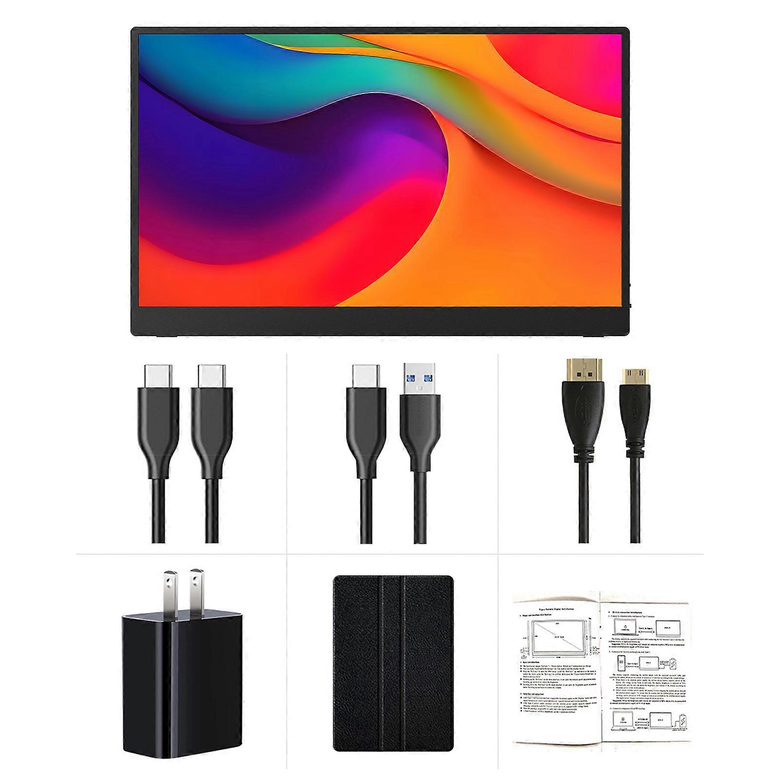 15.6" Portable Monitor FHD 1080P Slim IPS Display with Dual Speakers and Case