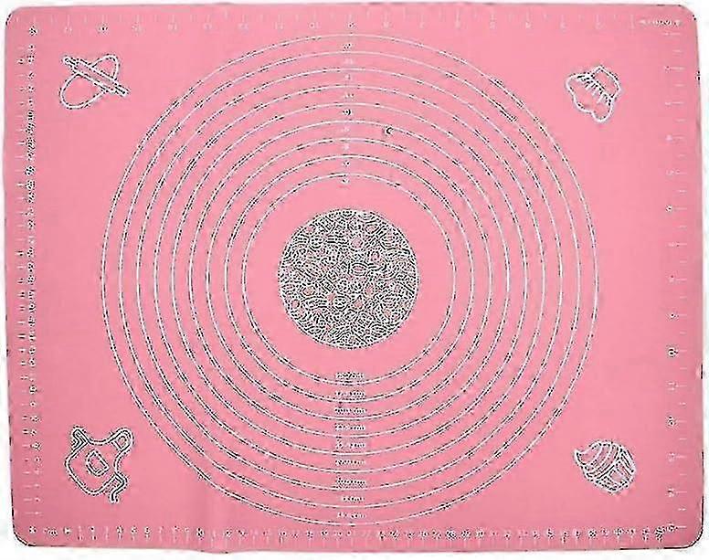 Non-slip silicone baking mat with pink measuring guide