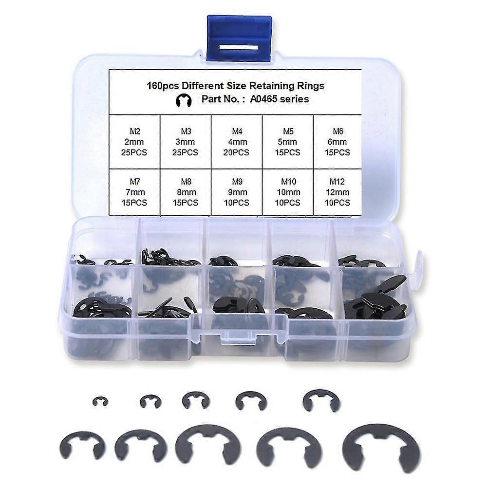 assorted e-clip retaining rings kit 160pcs 2mm 25mm