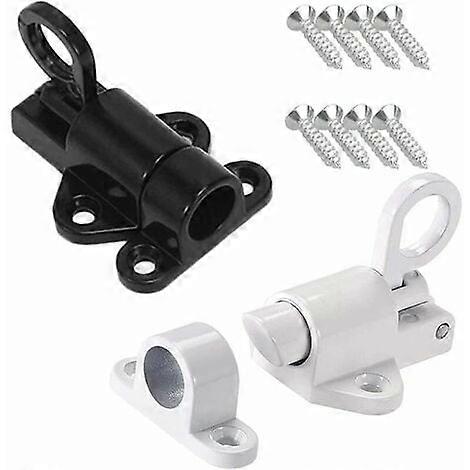 2pcs Automatic Door Lock Aluminum, Window Security Door Pull Ring Spring Loaded Locking Bolt With Screws