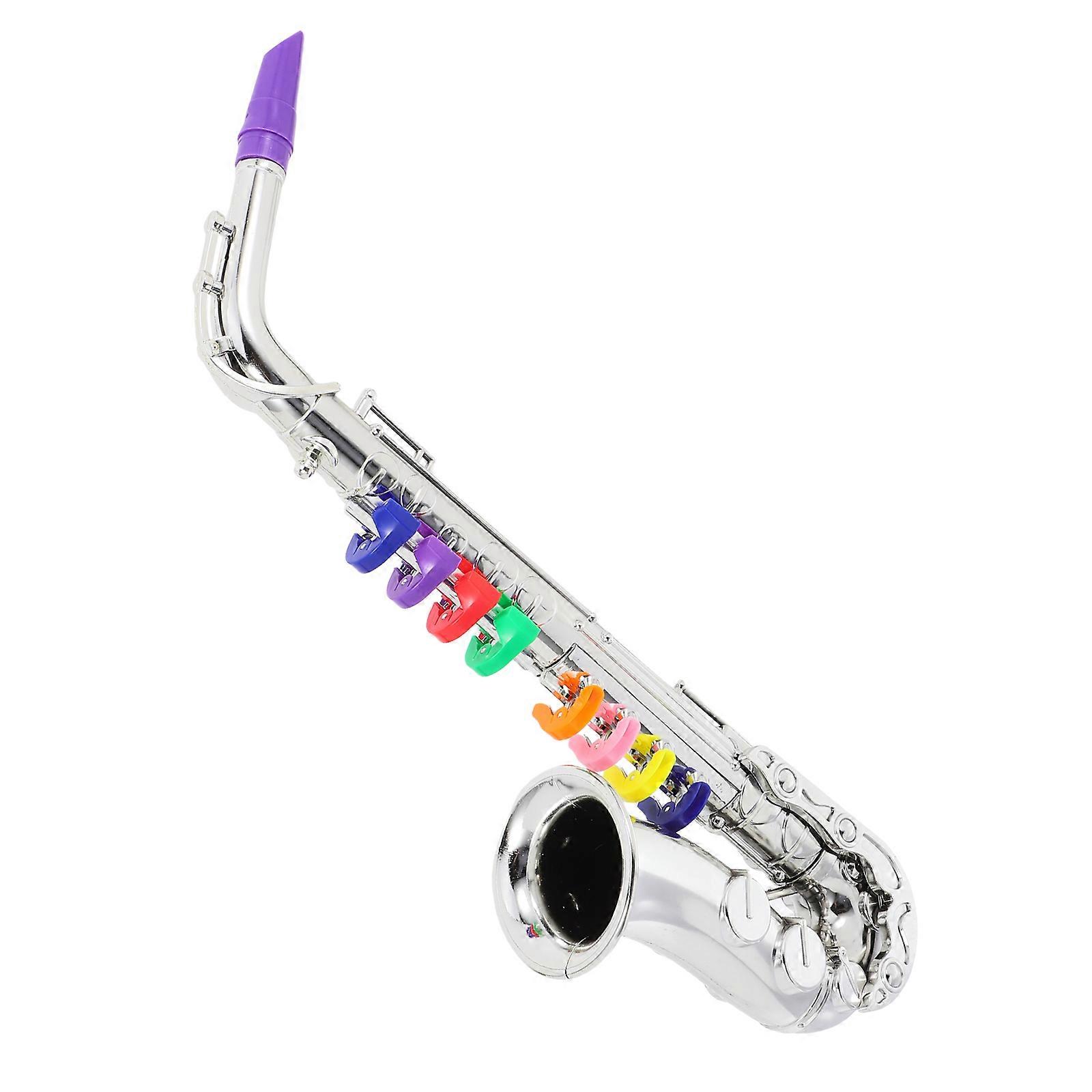 Musical Toys for Preschoolers Saxophone Shape Silver 39.50X14.60X7.70CM Stage Performance 1Set