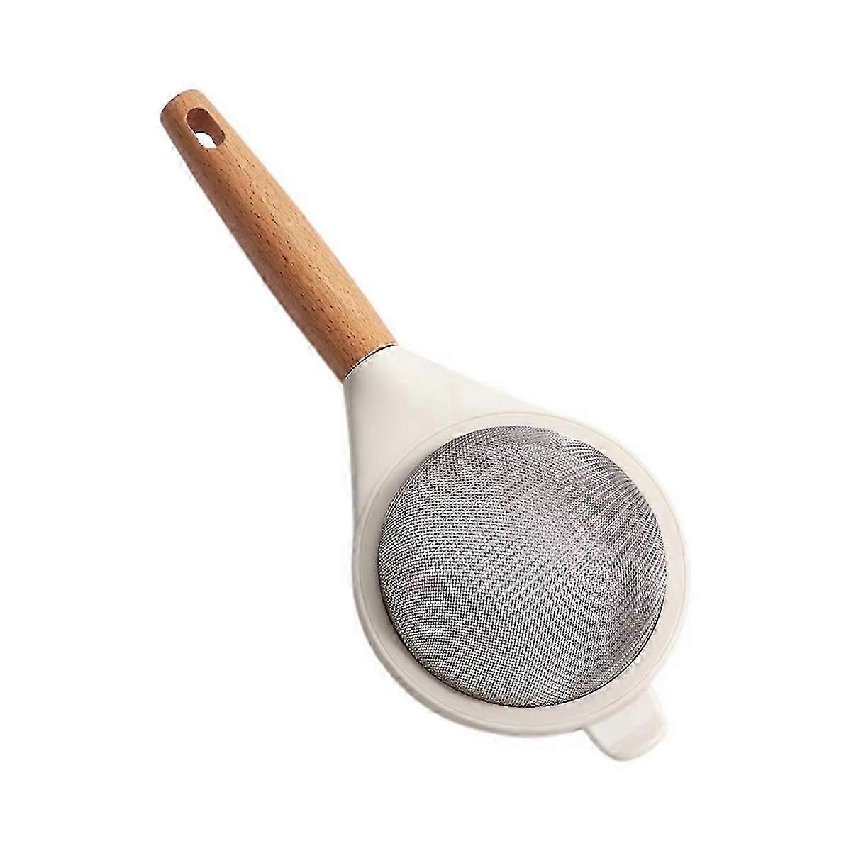 Stainless Steel Mesh Flour Sifter with Wood Handle - Perfect for Sieving Sugar, Cocoa & Matcha Powders