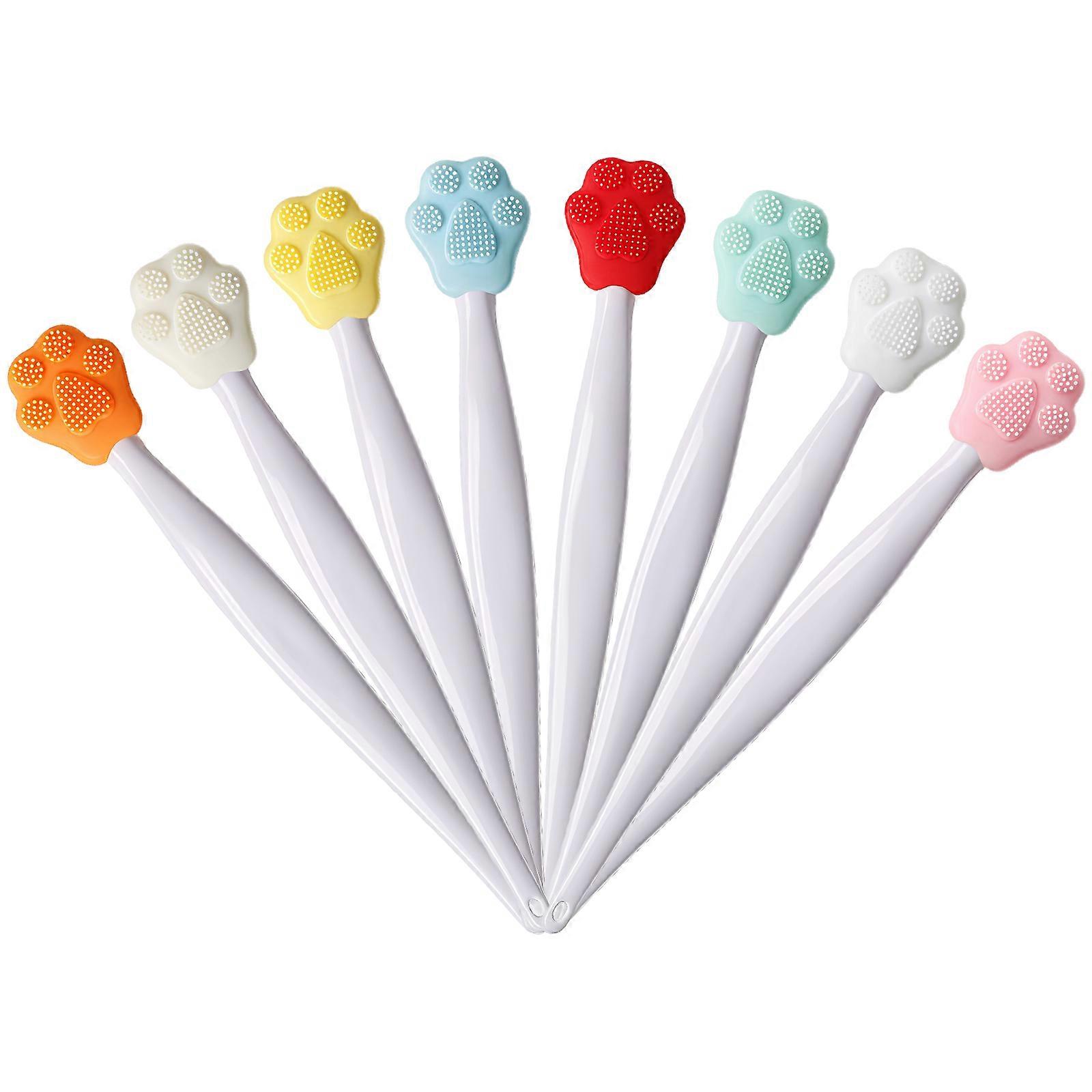 Silicone Face Scrubber Kitten Shape Design Soft Bristles and Massage Head Double Function For Skin Cleansing Routine Multicolor